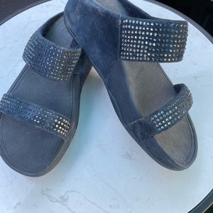 Fitflop  , navy with self bling , size 6 , sandals can be dressy or casual
